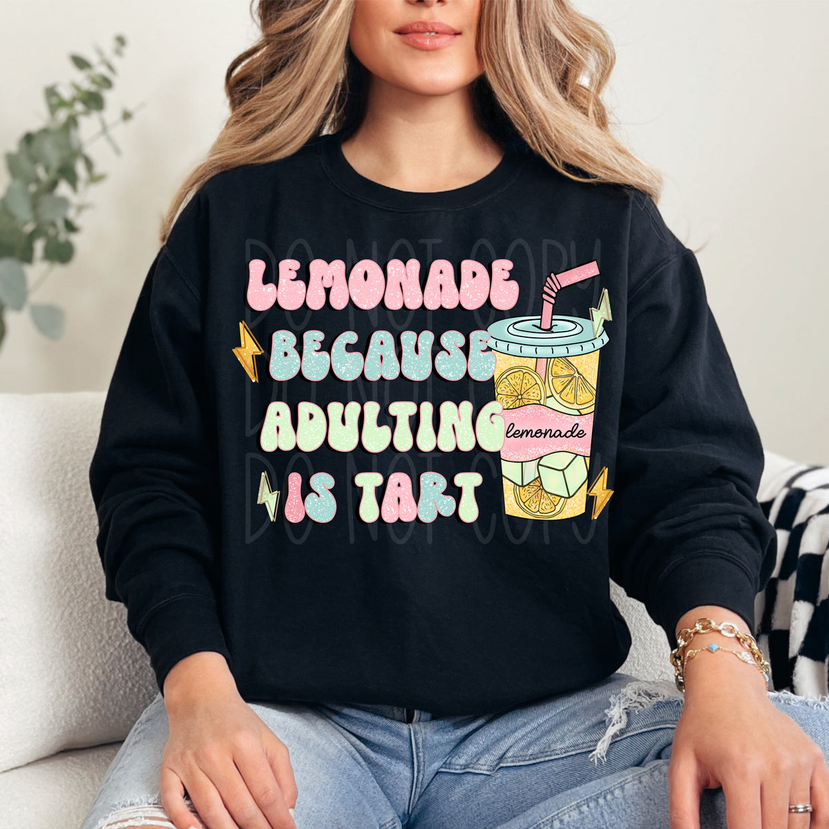 Lemonade because adulting is tart colorful font (VIRGO) 33207 DTF transfer