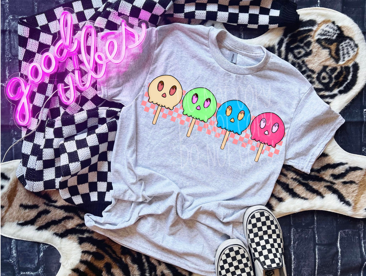 Ghost popsicles pink checkered (VIRGO) 33195 DTF transfer