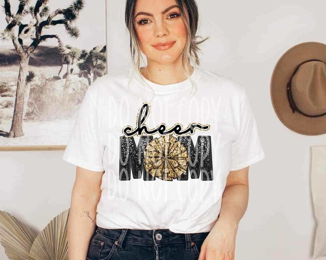 Cheer mom (glittery with pompom) 9355 DTF TRANSFER
