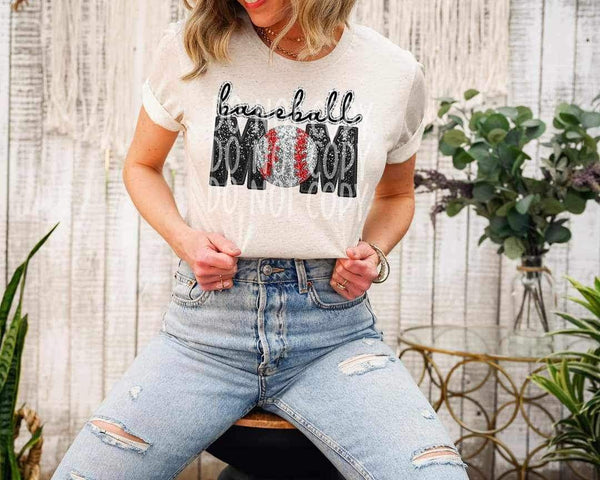 Baseball mom (glittery with white baseball) 9353 DTF TRANSFER