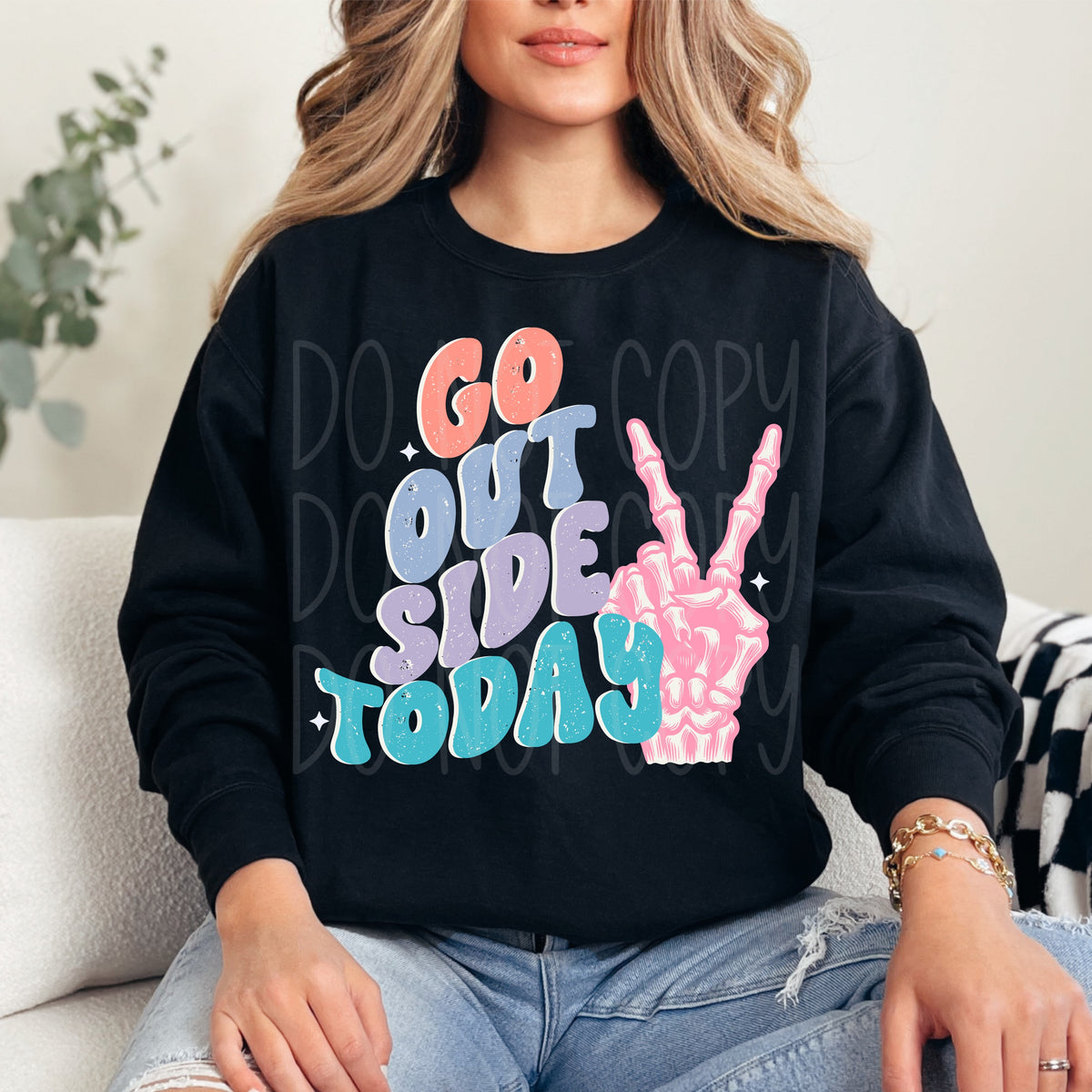 Go outside today multi color font (VIRGO) 33193 DTF transfer