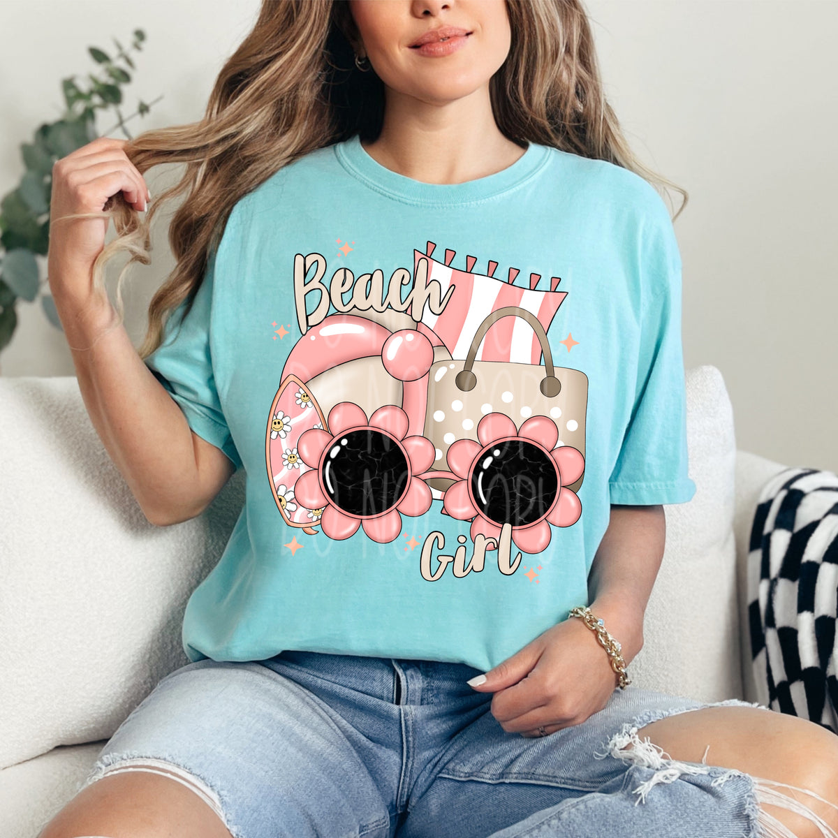 Beach girl pink beach items (VIRGO) 33192 DTF transfer