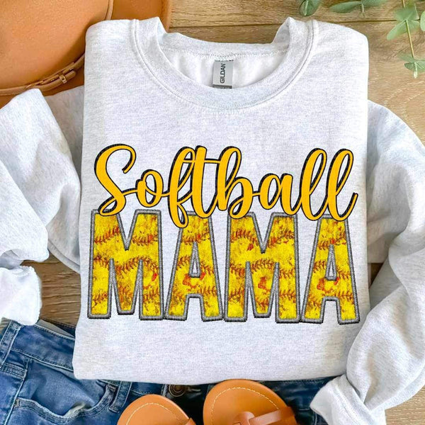 Softball mom yellow with red lines 24194 DTF transfer