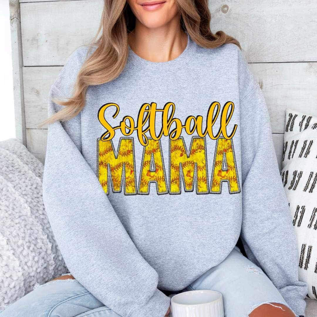 Softball mom yellow with red lines 24194 DTF transfer