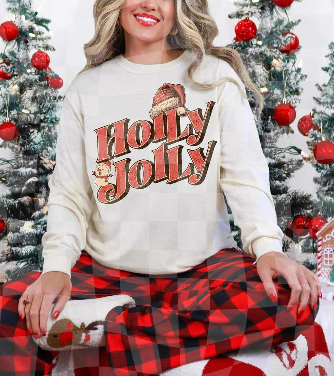 Holly jolly red font Santa hat (LYTTLE) 65635 DTF transfer