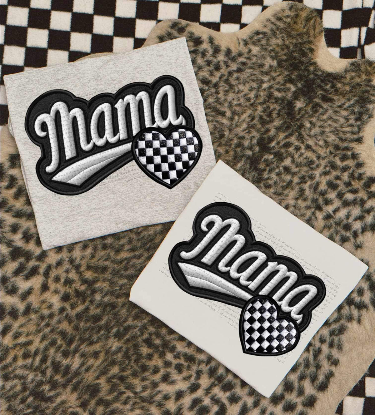 Mama embroidered with race heart 24196 DTF transfer