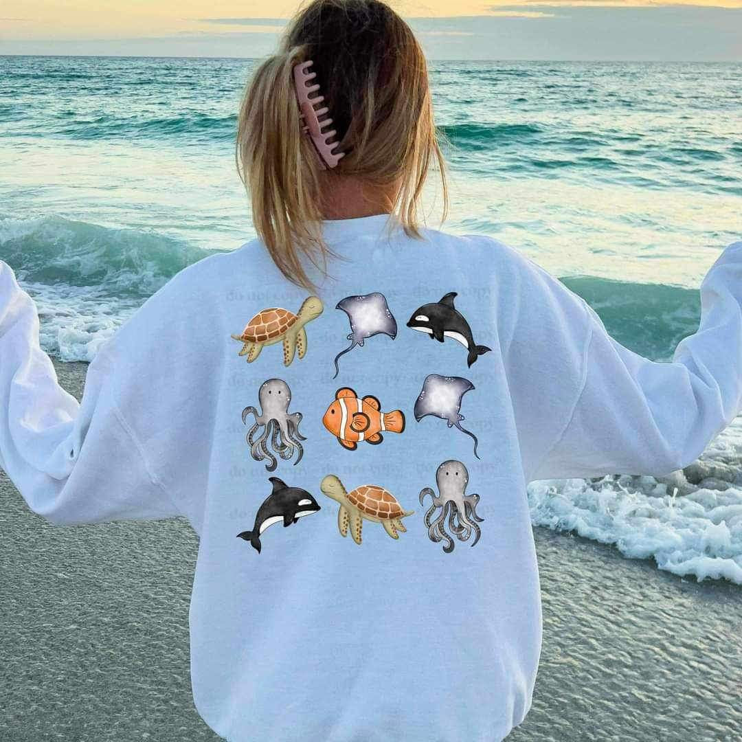 Aquatic animal collage (CSC) 24207 DTF transfer