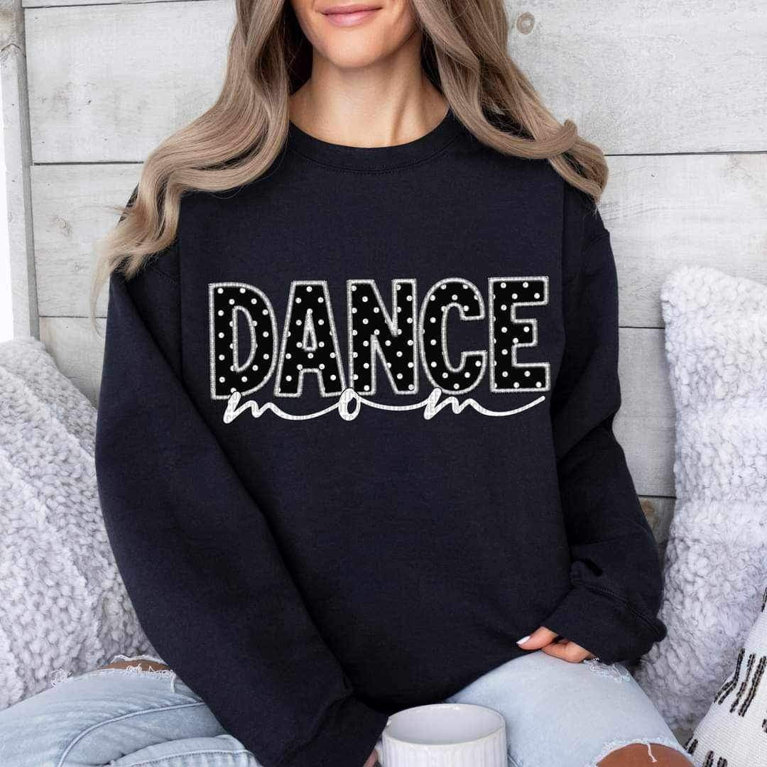 Dance mom dotted BLACK background 24206 DTF transfer