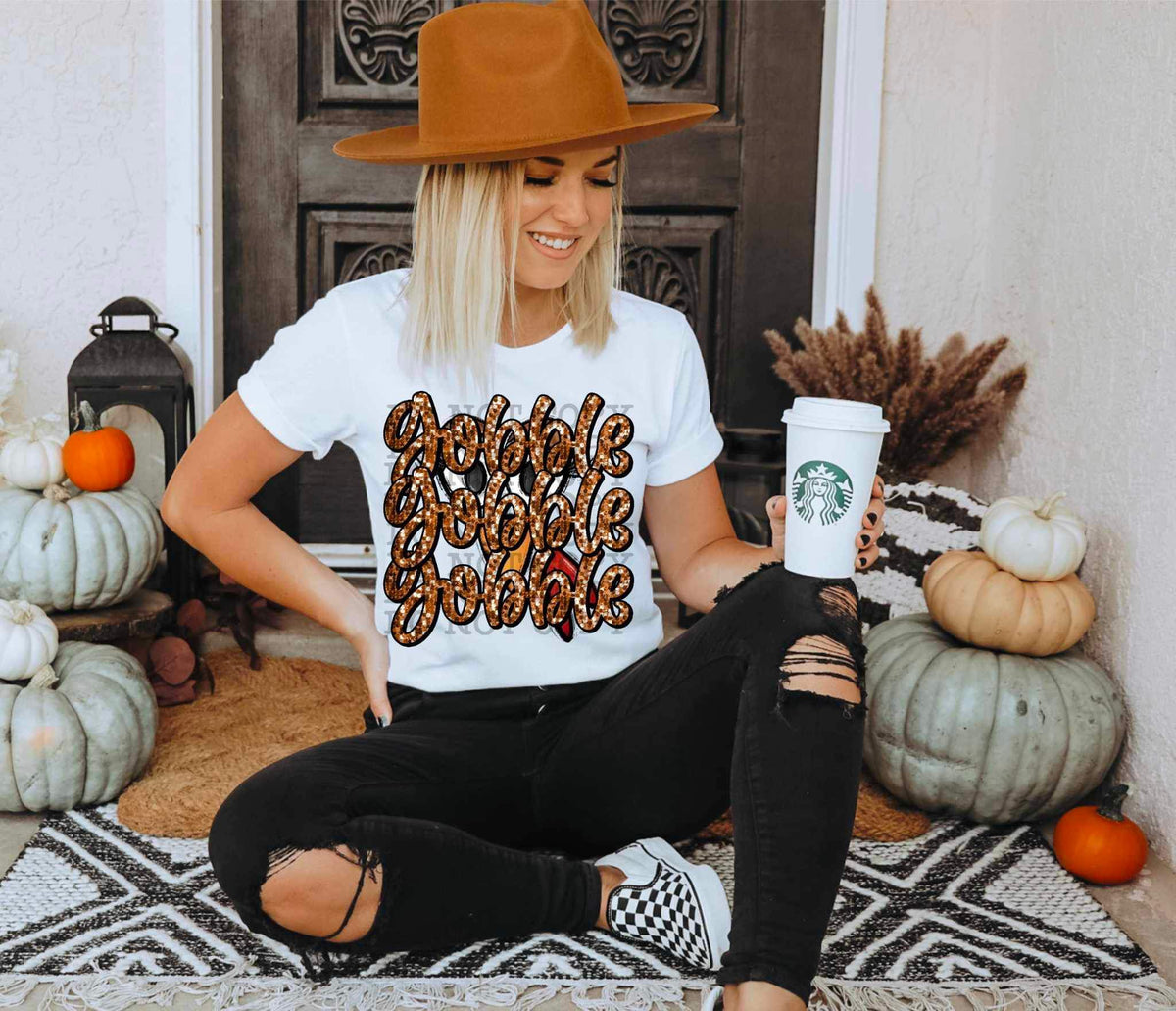 Gobble gobble gobble (sequin and turkey face) 9404 DTF TRANSFERS