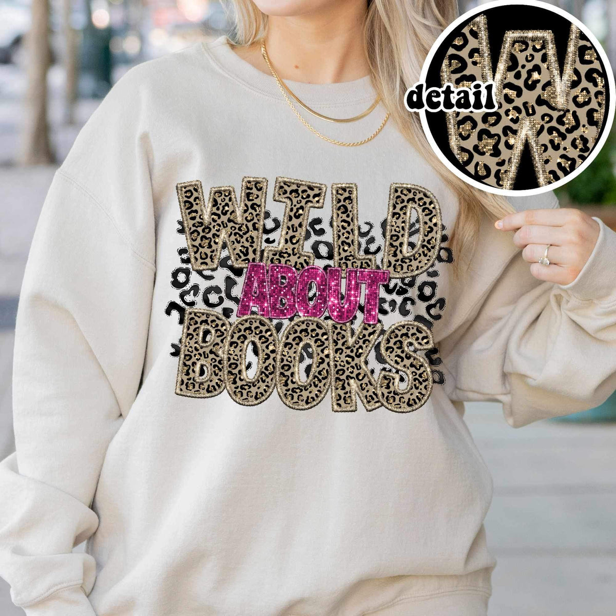 Wild about books leopard and PINK (CITY) 24252 DTF transfer