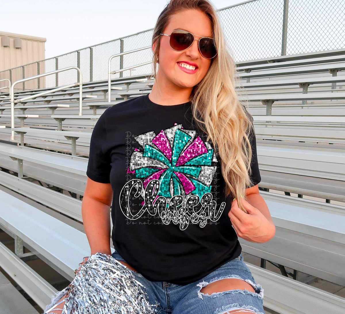 Cheer vibes (squin with pom poms) 9393 DTF TRANSFERS