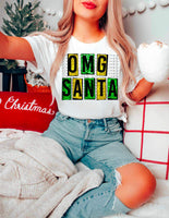 OMG Santa (green and yellow sequins) 9385 DTF TRANSFERS