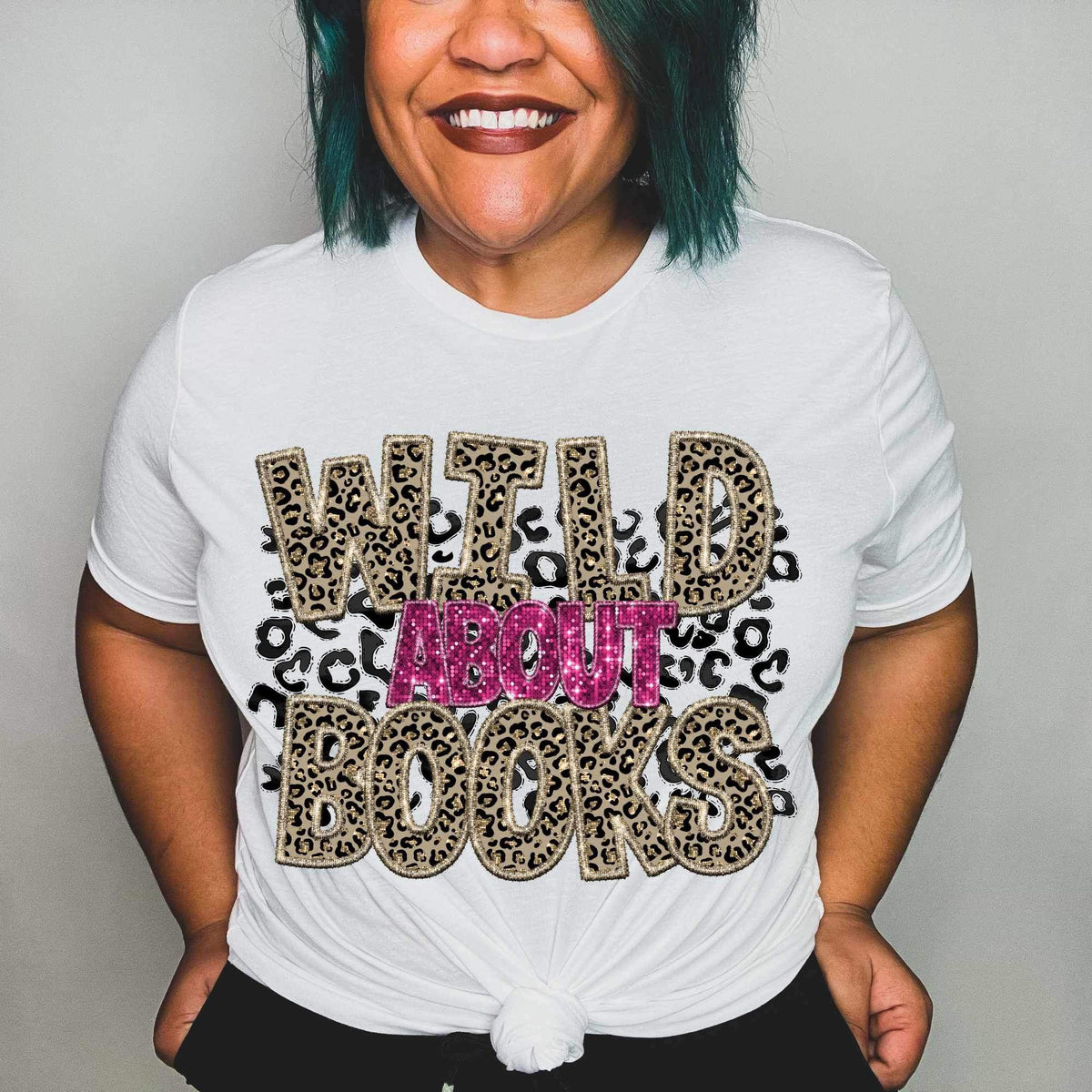 Wild about books leopard and PINK (CITY) 24252 DTF transfer