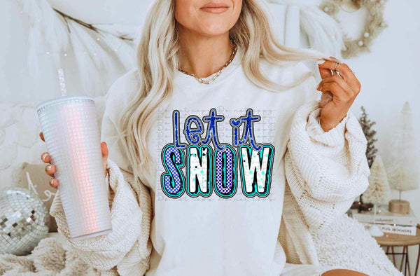 Let it snow (sequin and pattern design) 9382 DTF TRANSFERS