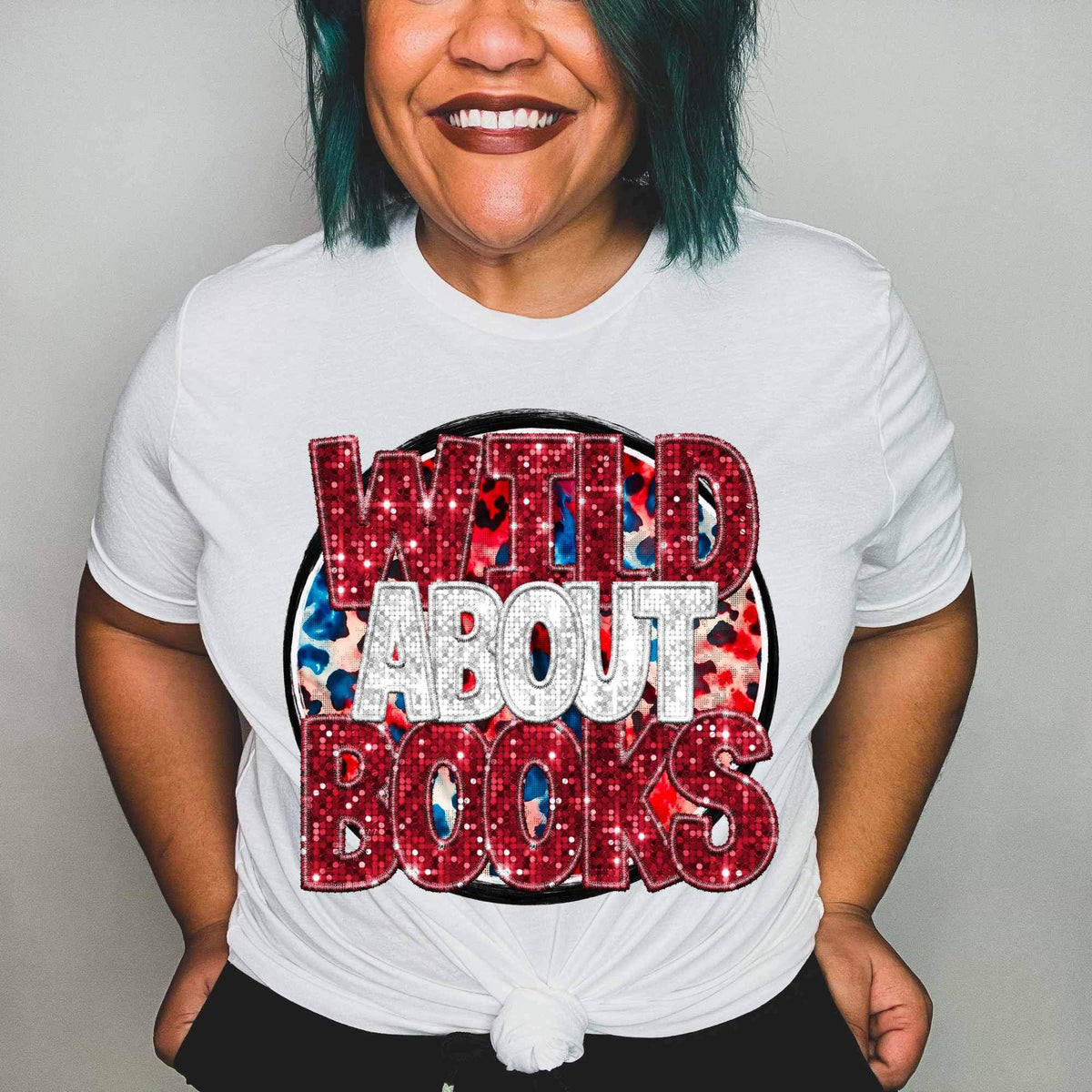 Wild about books sequin (CITY) 24251 DTF transfer