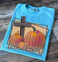 Give thanks (pumpkins and cross in frame) 9755 DTF TRANSFER