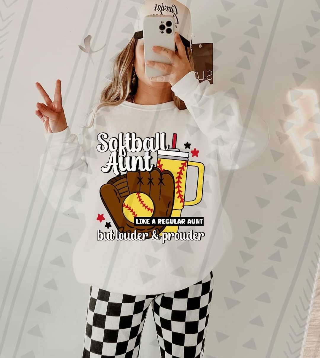 Softball aunt like a regular aunt but louder & prouder 33292 DTF transfer