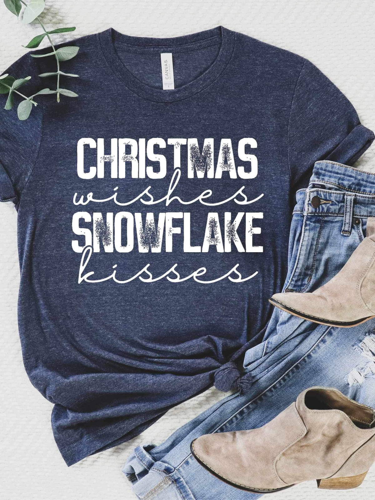 Christmas wishes snowflake kisses WHITE 9774 DTF TRANSFERS