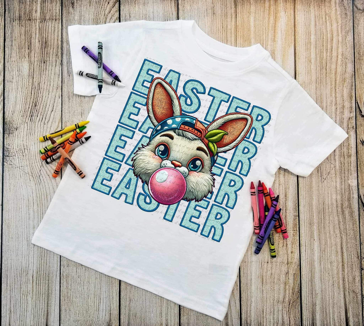 Easter stacked blue font bunny 24292 DTF transfer