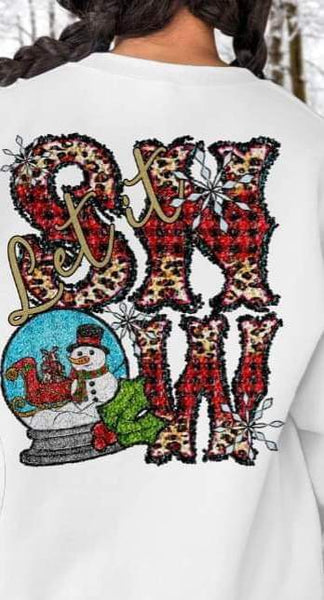 Let it snow (leopard and buffalo plaid with snowglobe) BACK  9801 DTF TRANSFERS