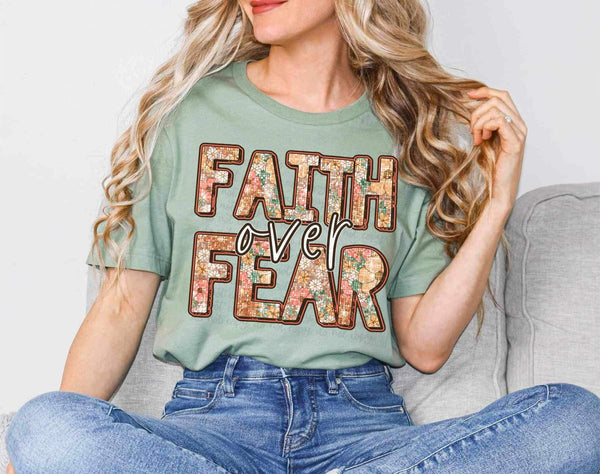 Faith over fear floral sequin filled 24323 DTF transfer