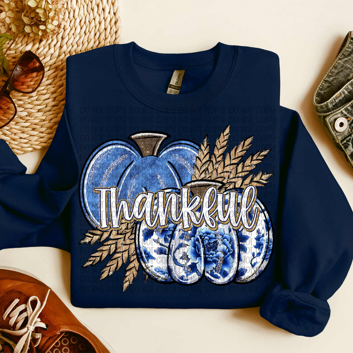 Blue Thankful Pumpkins (VP) DTF transfer