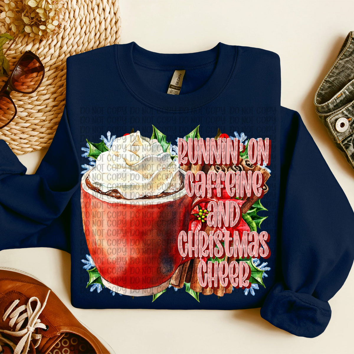 Caffeine and Christmas cheer (Vp) DTF transfer