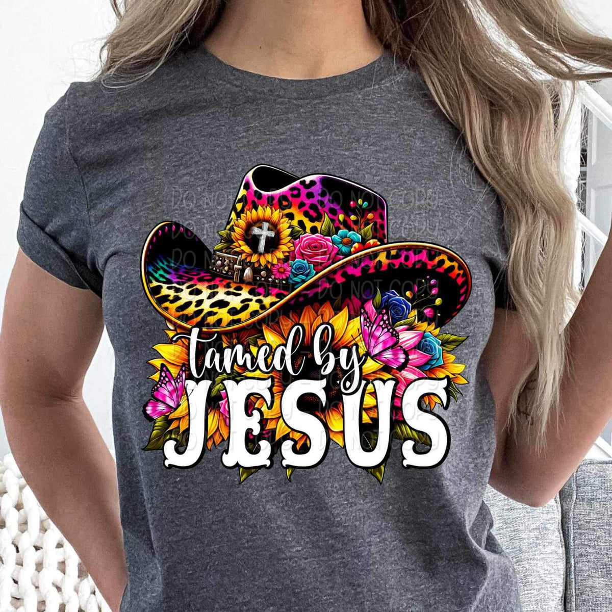 Tamed by jesus LF hat and sunflowers 24301 DTF transfer