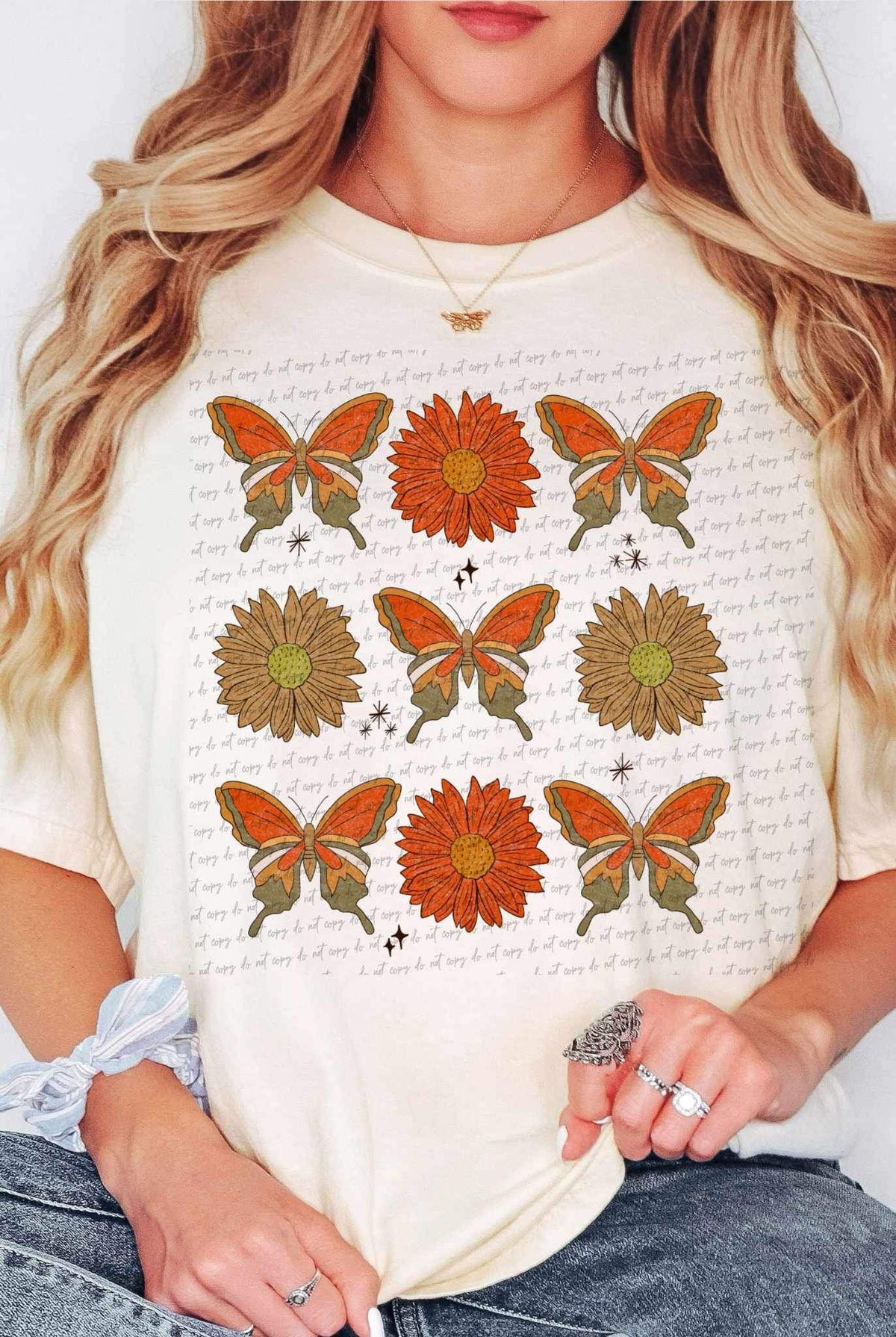 Flower and butterfly collage fall colors 9886 DTF TRANSFER