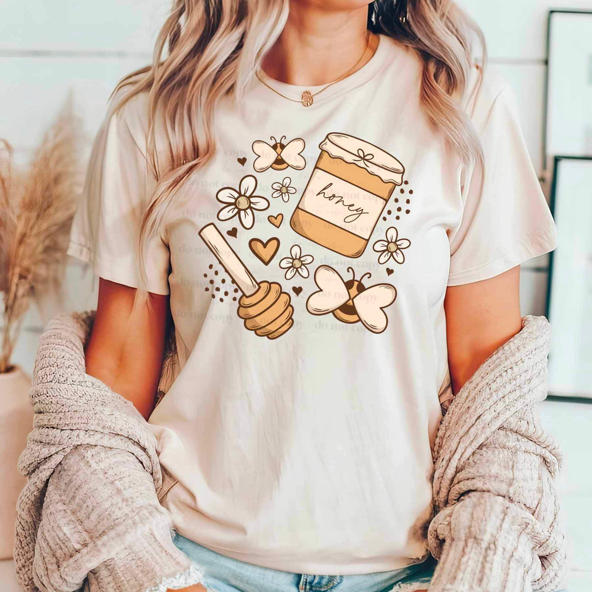 Honey with bees and flowers (CSC) 24405 DTF transfer