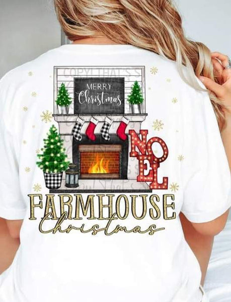 Farmhouse Christmas fireplace scene 11027 DTF TRANSFER