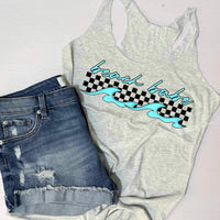 Beach babe waves and checkered (CSC) 24385 DTF transfer