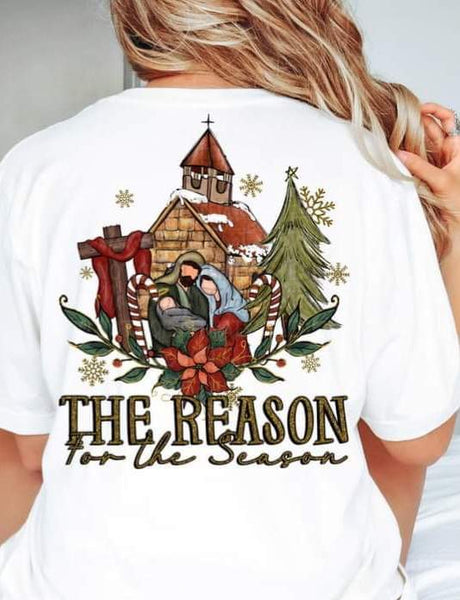 The reason for the season (cross,church, tree, mary, joseph, baby) 11002 DTF TRANSFER