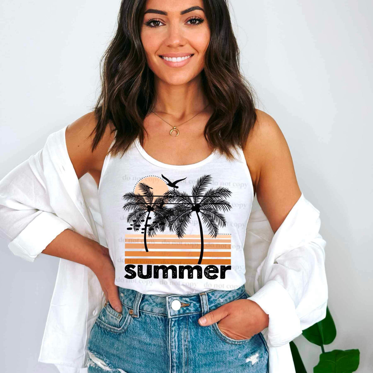 Summer palm trees orange stripes (CSC) 24374 DTF transfer