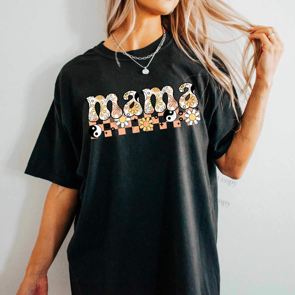Mama floral with checkered (CSC) 24373 DTF transfer