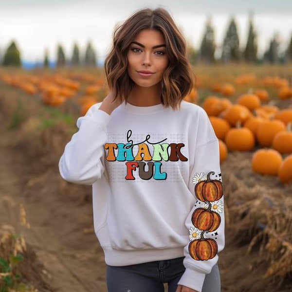 Be thankful colorful stacked pumpkins SLEEVE ONLY DTF TRANSFER