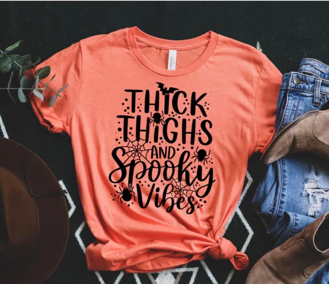 Thick thighs and spooky vibes BLACK DTF TRANSFER
