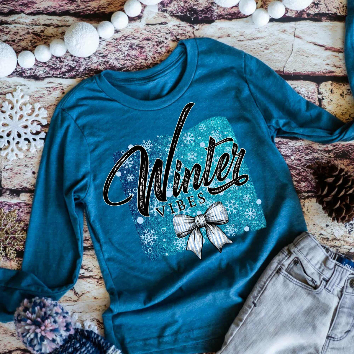 Winter Vibes with bow Revel 112816 DTF Transfer