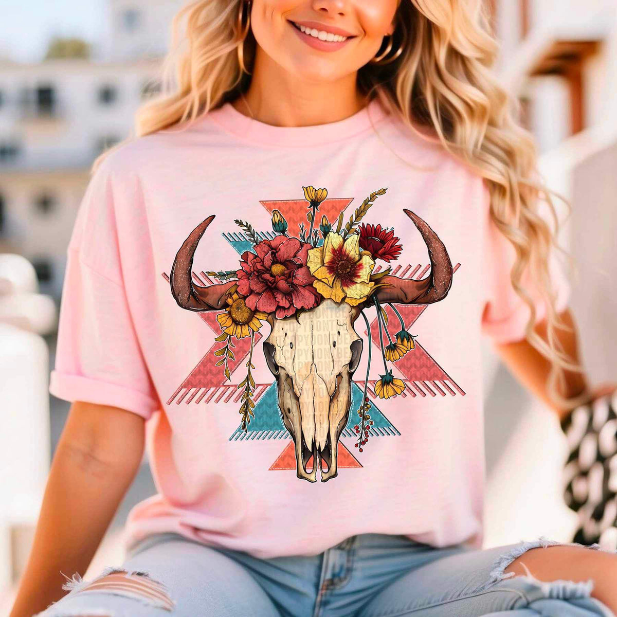 Bull with patterned background 24470 DTF transfer