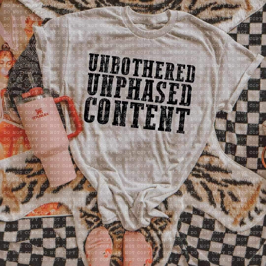 Unbothered unphased content BLACK (ECHT) 24518 DTF transfer