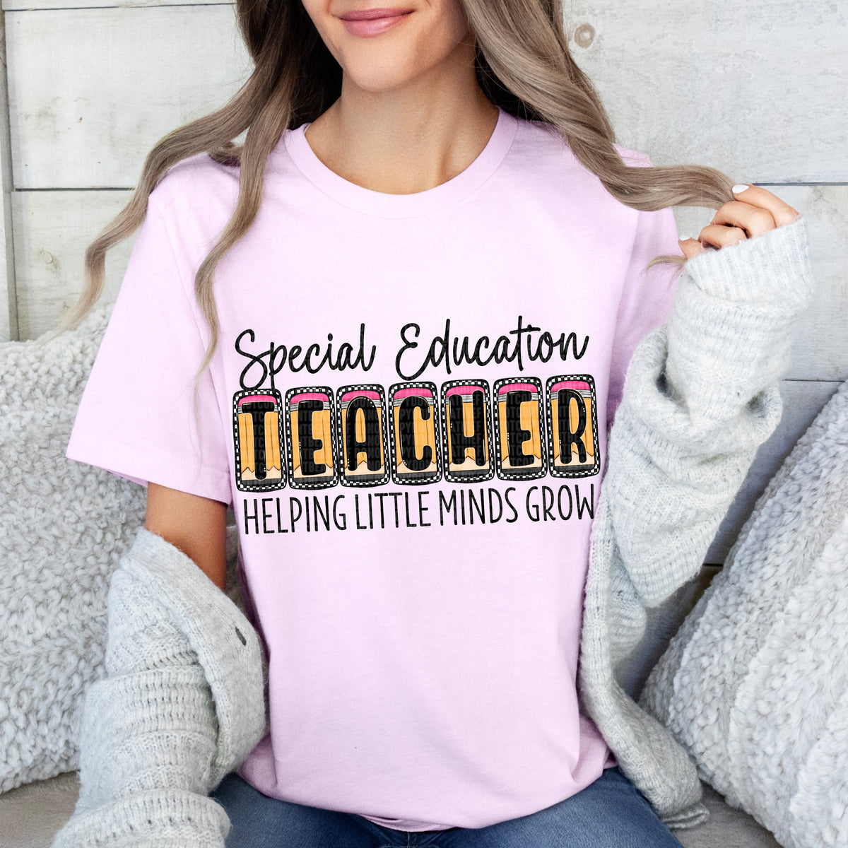 Special education teacher pencil blocks black font (SDD) 33449 DTF transfer