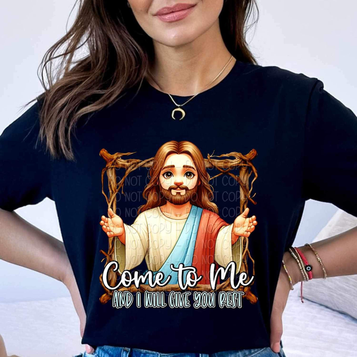 Come to me and i will give you rest jesus in frame 24549 DTF transfer