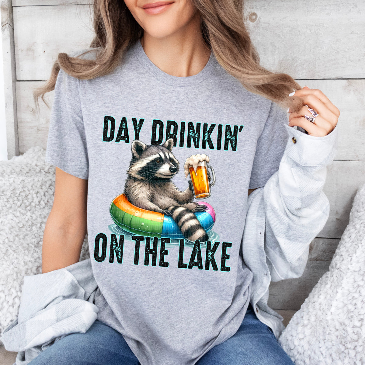 Day drinkin in the lake raccoon (SDD) 33434 DTF transfer