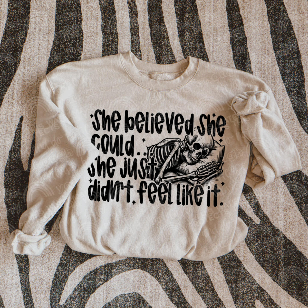 She believed she could she just didn’t feel like it skeleton BLACK (two peas) DTF Transfer