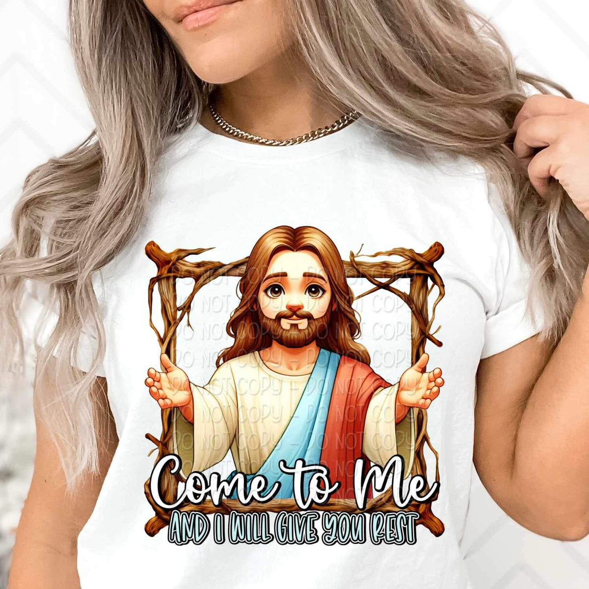 Come to me and i will give you rest jesus in frame 24549 DTF transfer