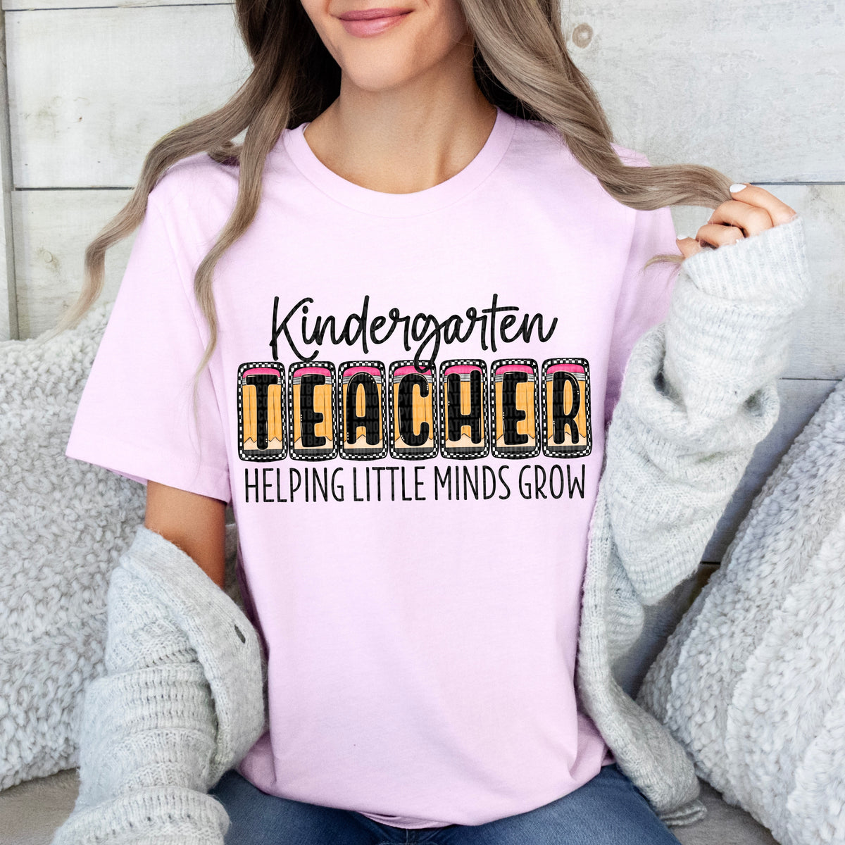 Kindergarten teacher pencil blocks black font (SDD) 33443 DTF transfer
