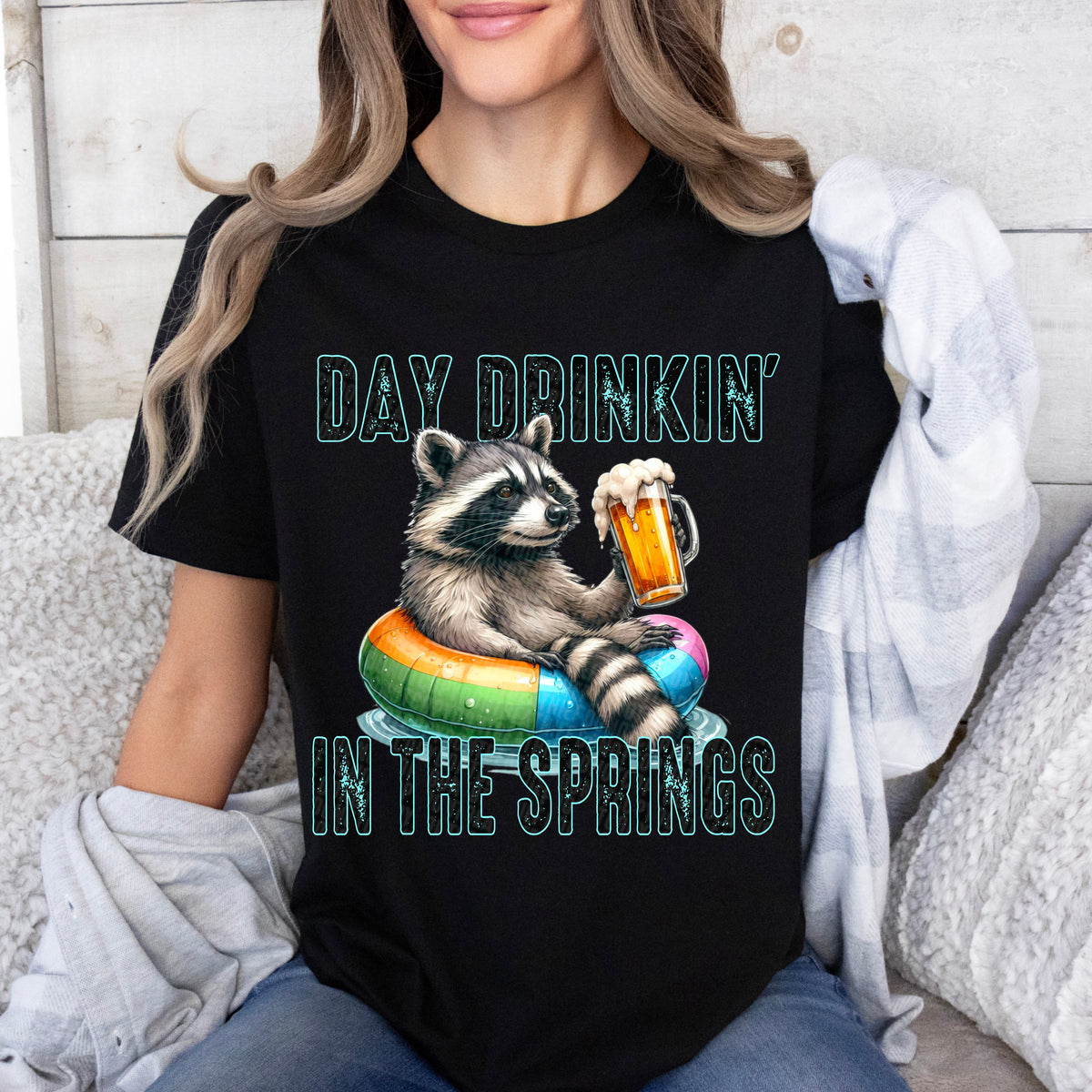 Day drinkin in the springs raccoon (SDD) 33432 DTF transfer