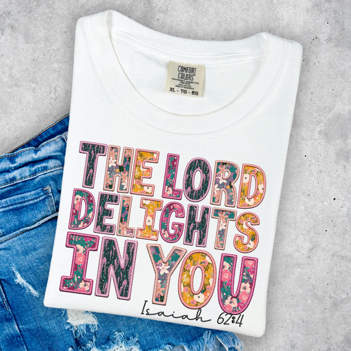The lord delights in you black font (SDD) 33431 DTF transfer