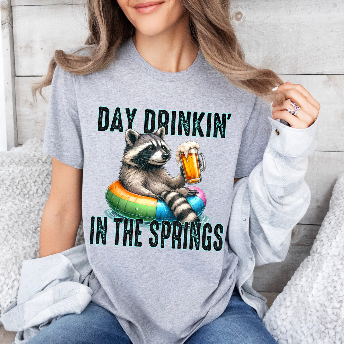 Day drinkin in the springs raccoon (SDD) 33432 DTF transfer