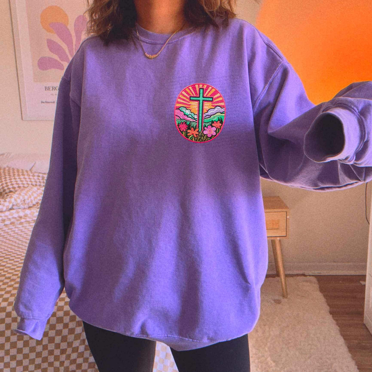 Embroidered sunset with cross (SAL) 24564 DTF transfer